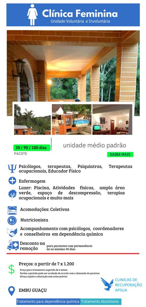 Clínica de recuperação para dependente químico em São Paulo, descrição na imagem.