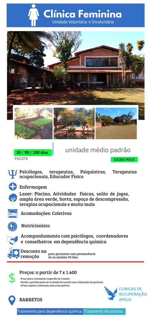 Clínica de reabilitação para dependente químico em São Paulo, descrição na imagem.